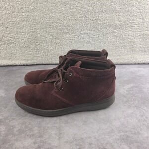 Clarks Womens Burgundy Suede Chukka Boots Ankle Desert Shoes 34065 Size 9.5 M